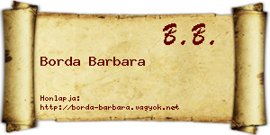 Borda Barbara névjegykártya